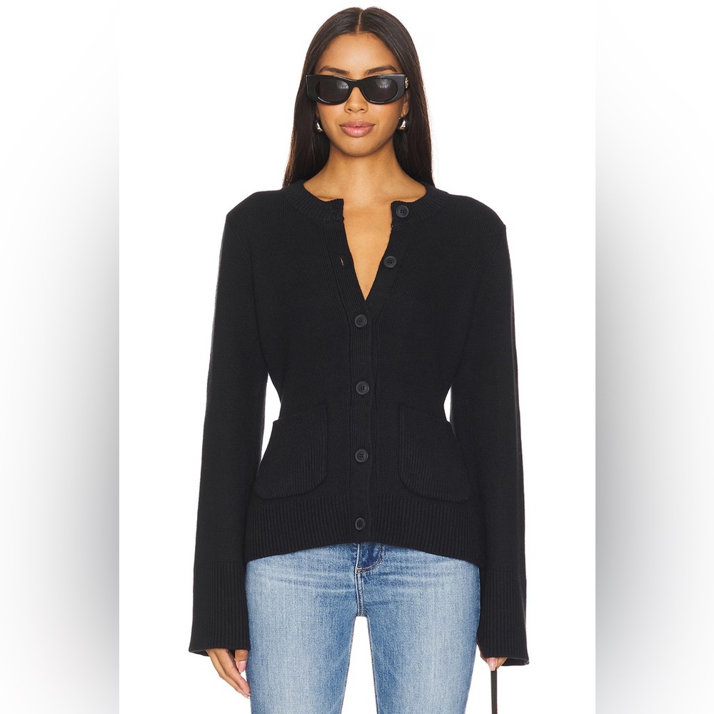 Pistola Dani flare cardigan in black noir knit